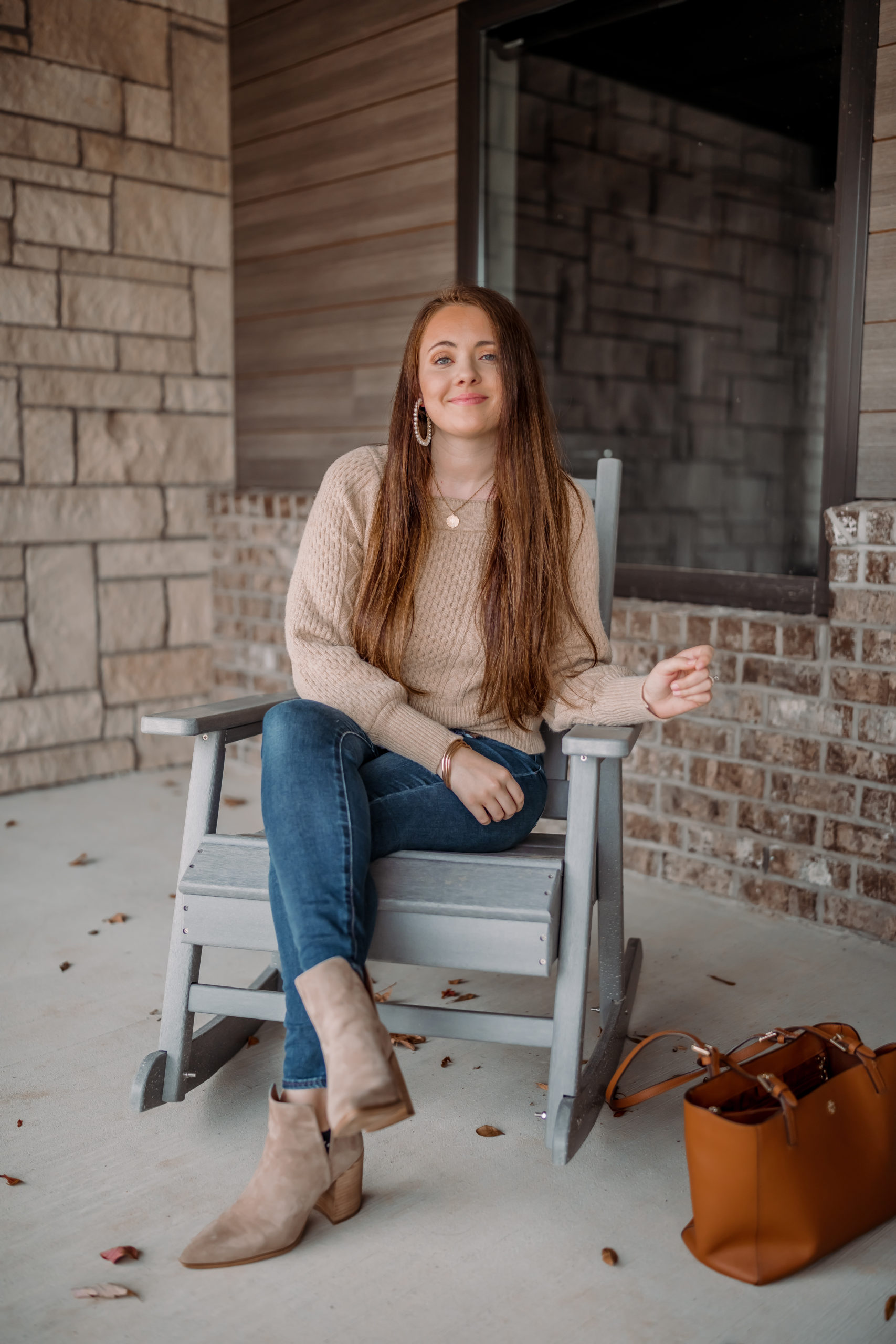 Toasted Brown Cable Knit Sweater